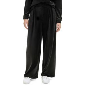 Calvin Klein Womens Pleated Front Velour Relaxed Lounge Casual Pants, black, XL